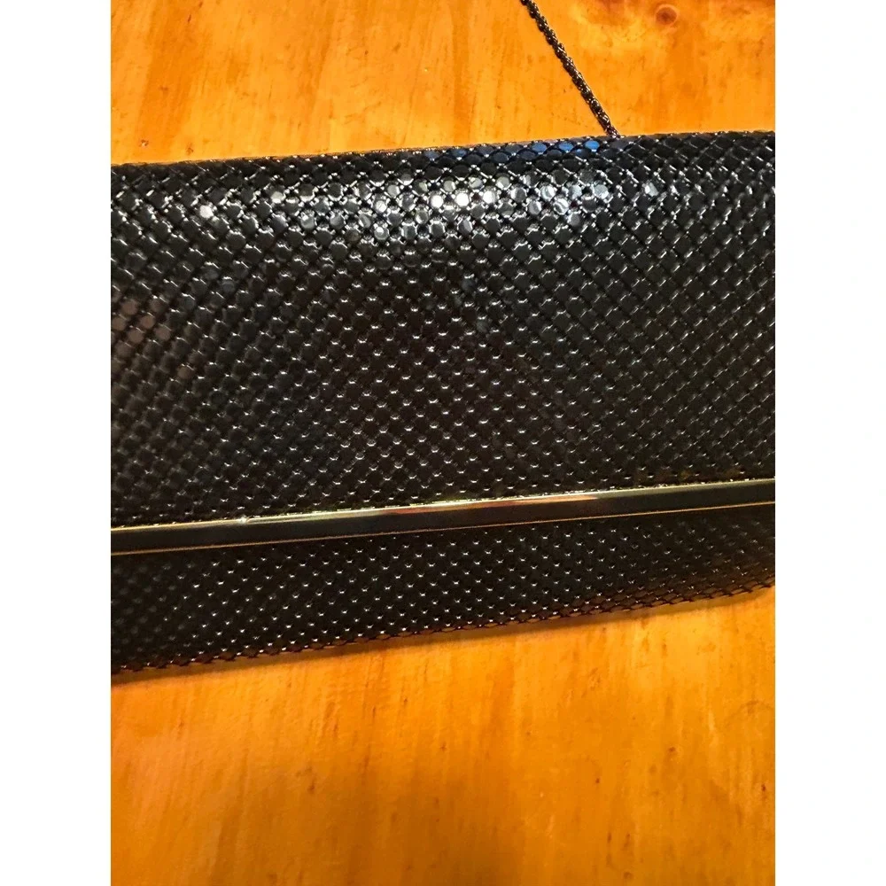Vintage Black Mesh Evening Clutch Bag Crossbody Formal Purse Goth Glam Romantic